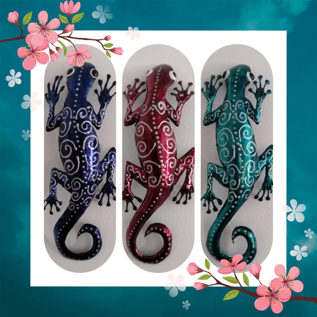 🦎Handmade tin Gecko wall decoration. Made from a coffee tin. 🎄🎁 folksy.com/items/7523462-…  #giftideas #ukgifthour #christmasgifts #folksy #recycled #coffee #handmadehour #handmade #geckos