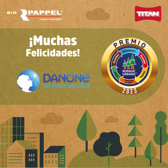 BioPappel's tweet photo. 👏🏻 🏆 ¡Felicidades @Danone por recibir el #PremioBosqueUrbano!
En #BioPappel reconocemos tu compromiso con la sustentabilidad a través del uso de empaques de papel 100% reciclados! 📦 ♻️ 🌲 https://t.co/g6IOCZTwdE
