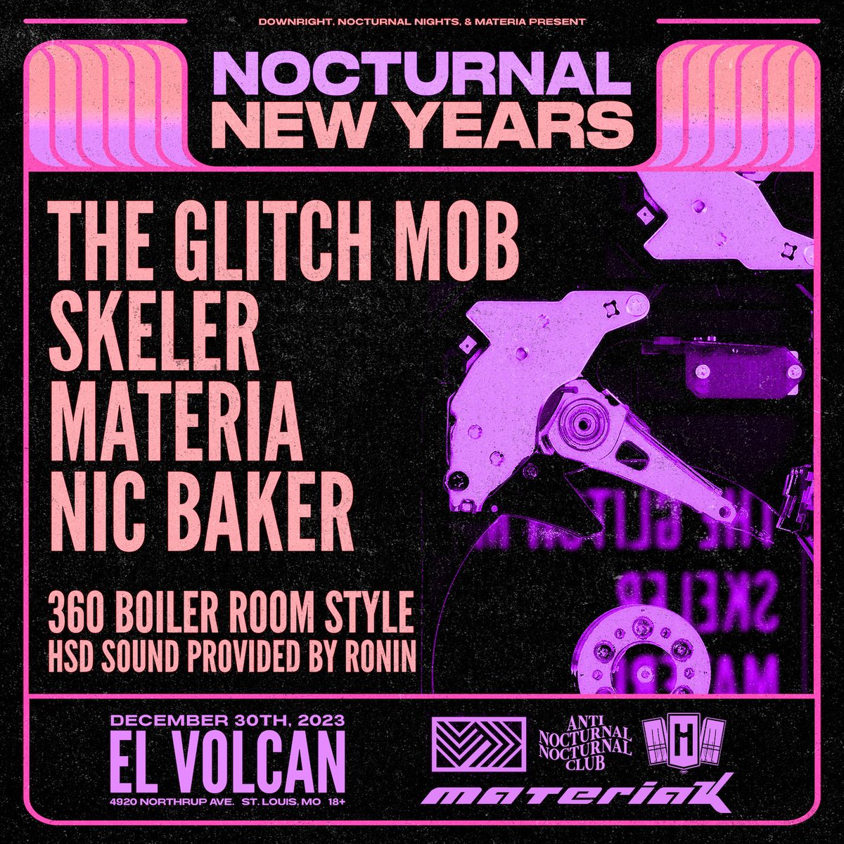 STL! Come hang with us NYE weekend for some 360 business - and we're bringing our friends Skeler, Materia, and Nic Baker ⚠️ Tickets: theticketing.co/e/nocturnal-ne…