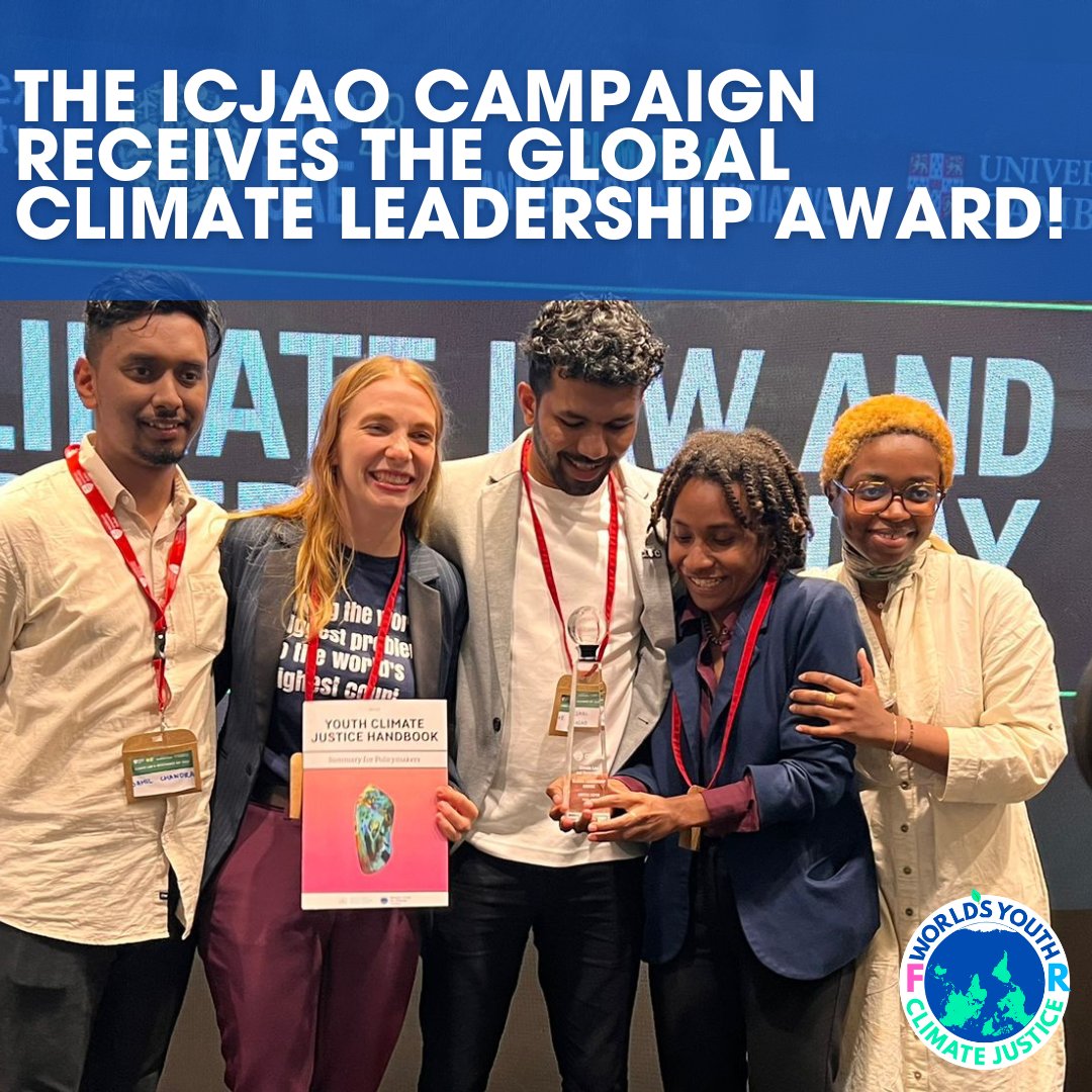 🎉We are thrilled that the #ICJAO4Climate campaign has received the Global Climate Leadership Award as the Civil Society and Foundation Laureate at #COP28UAE!
