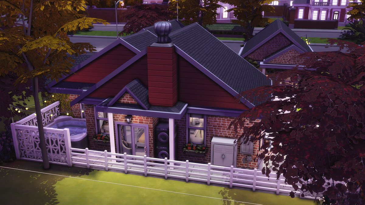 Charee991's tweet image. I finished my latest rental lot just in time for the pack release🤗 I'm so proud of this build! 

Highland Rentals -- 3 homes, each with their own outdoor spaces and a communal space. See thread for floorplan. #Sims4ForRent 
Gallery ID: Charmaniac😜