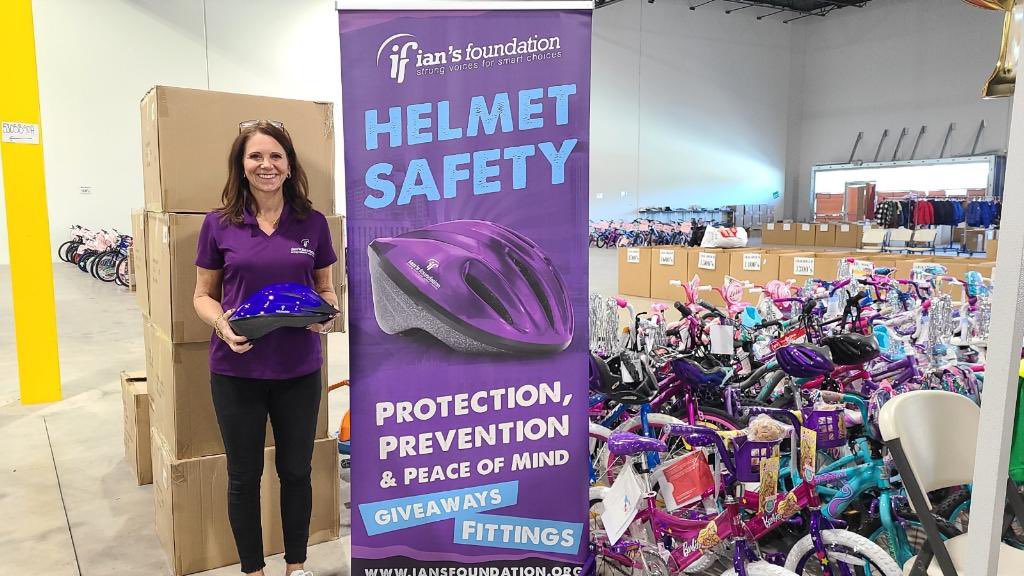 First delivery of helmets to Salvation Army Angel Tree Warehouse has been dropped off! Over 1,000 helmets will be donated from Ian's Foundation this year! Message me if you want to help us attach a helmet to donated bikes/scooters/skateboards next Tues Dec 12th starting at 6PM.