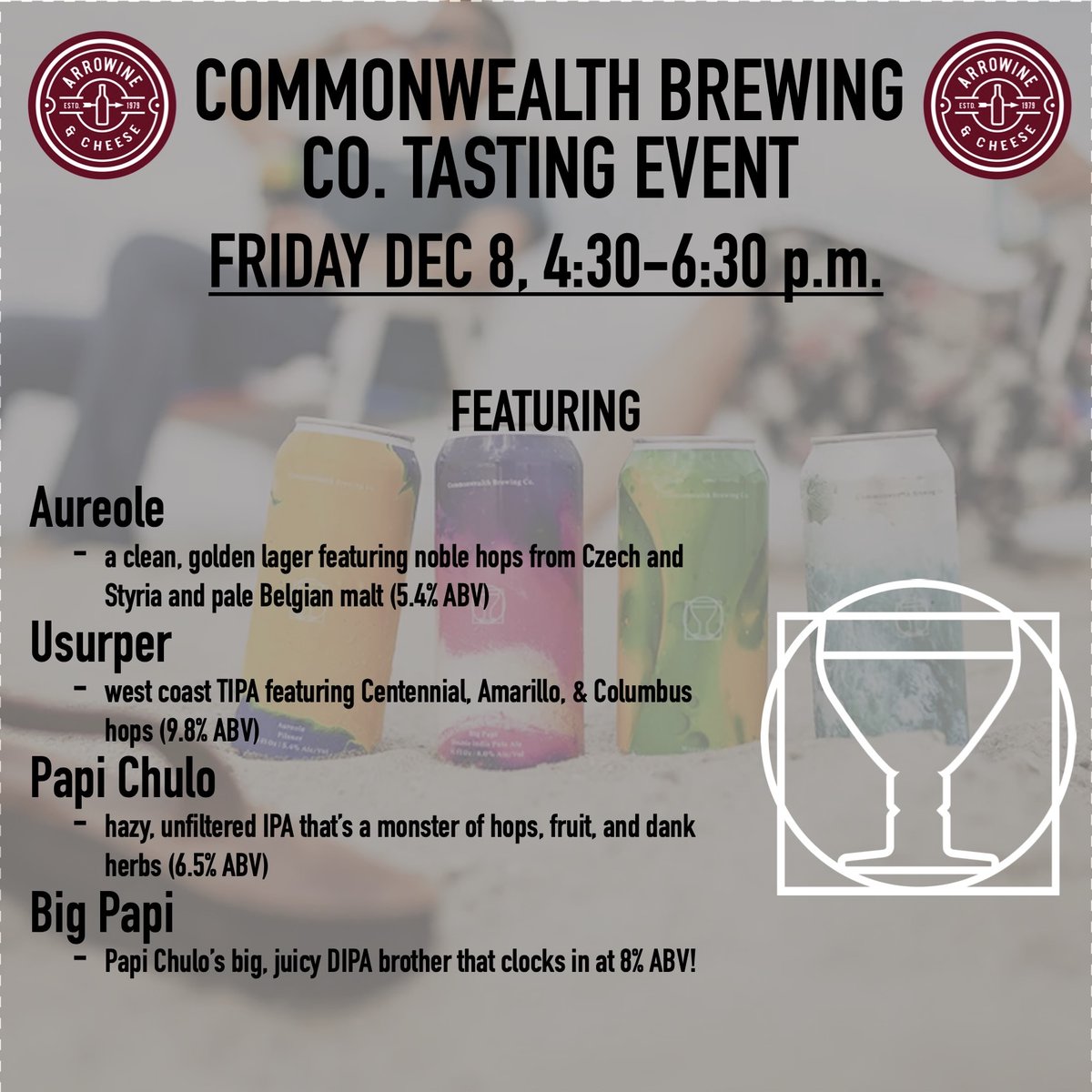 You know what goes well with all the delicious meat we're sampling tomorrow?  BEER!  @CWBrewCo is bringing the beach vibes this holiday and Arrowine is the place to catch 'em!