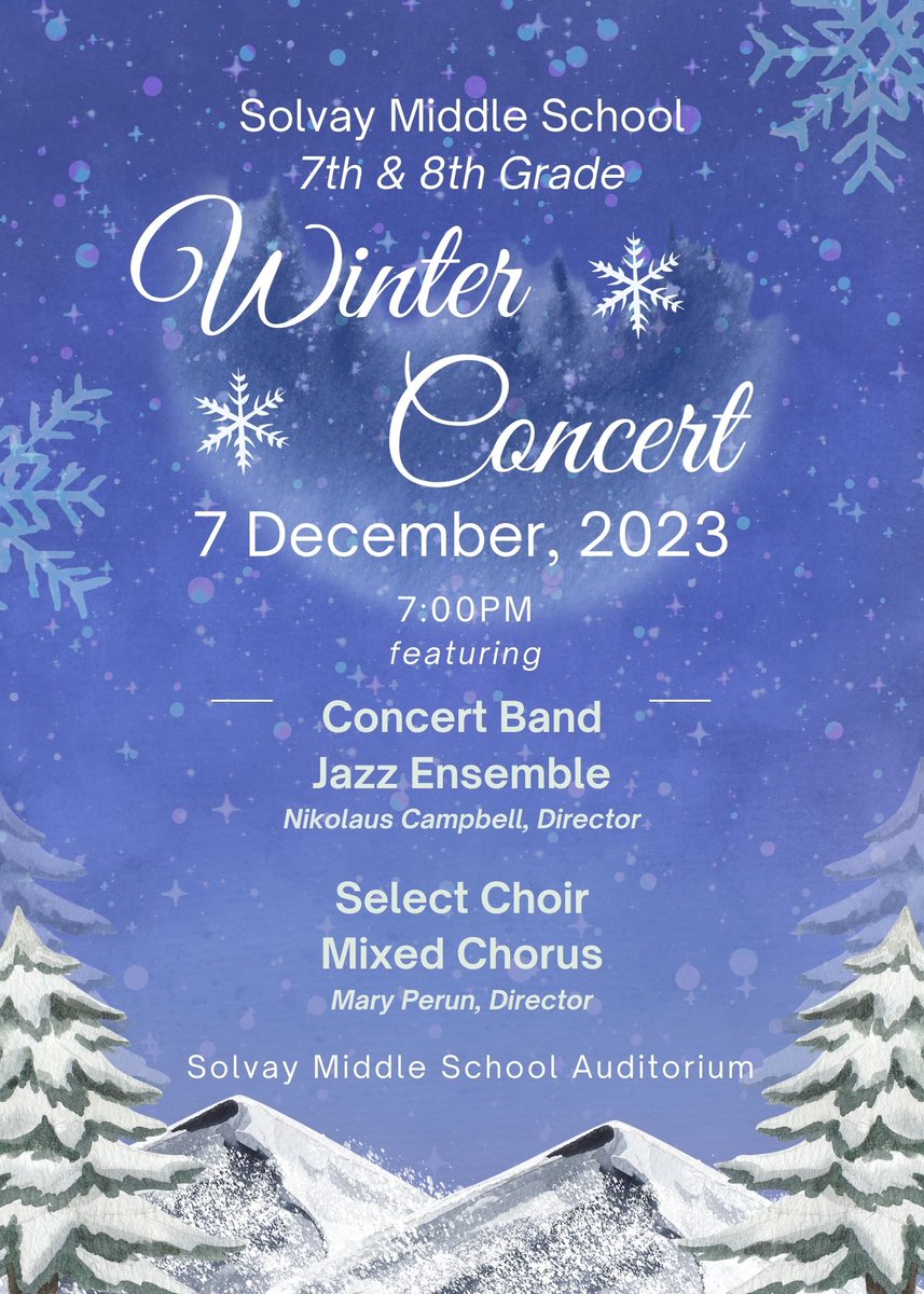 Hope to see you tomorrow at our winter concert at Solvay Middle!