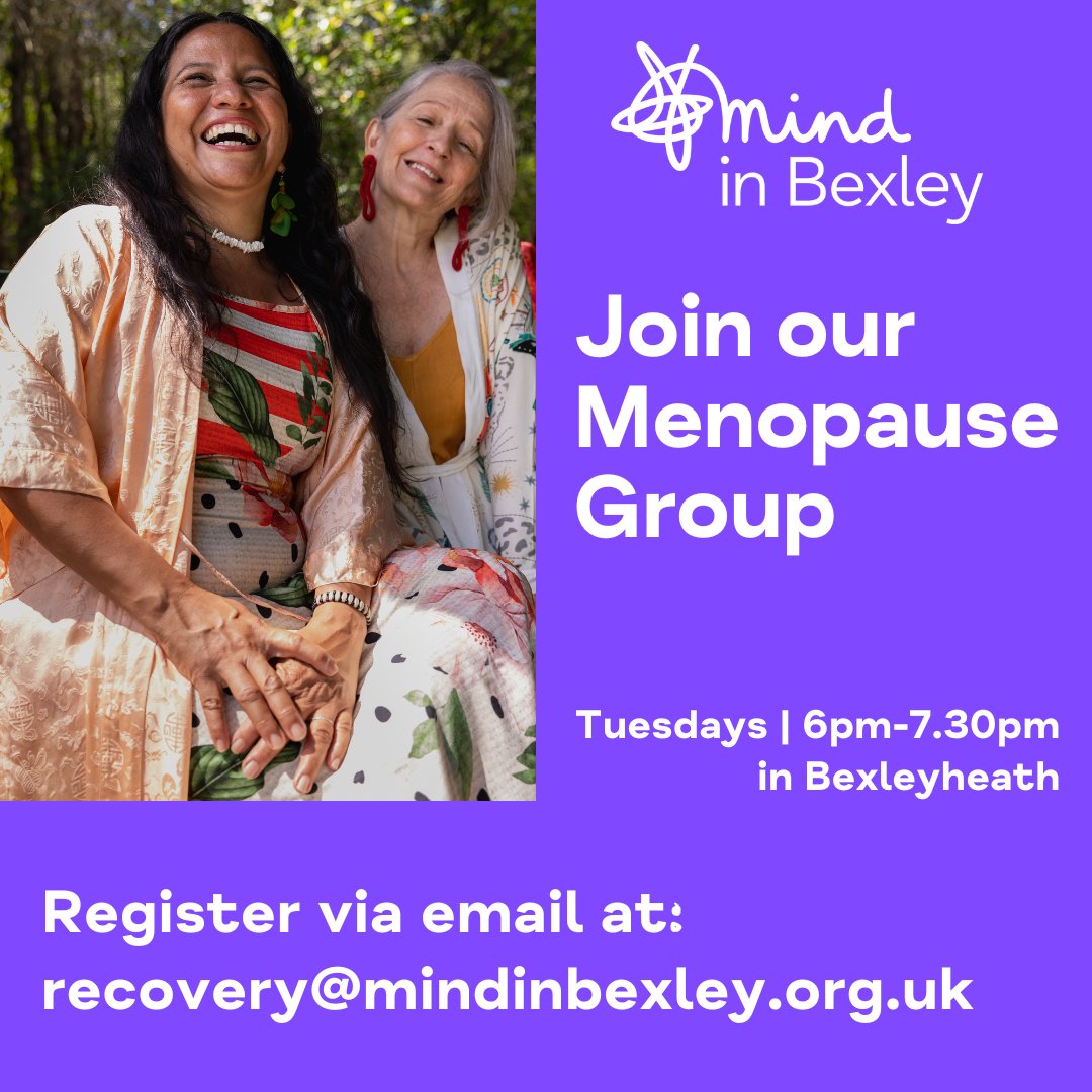 Would you like to join our Menopause Group? It's a great opportunity to meet other women from #Bexley going through the stages of the menopause. The Group meets every Tuesday at the Pantry, 301c Broadway in #Bexleyheath. To register, email: recovery@mindinbexley.org.uk #menopause