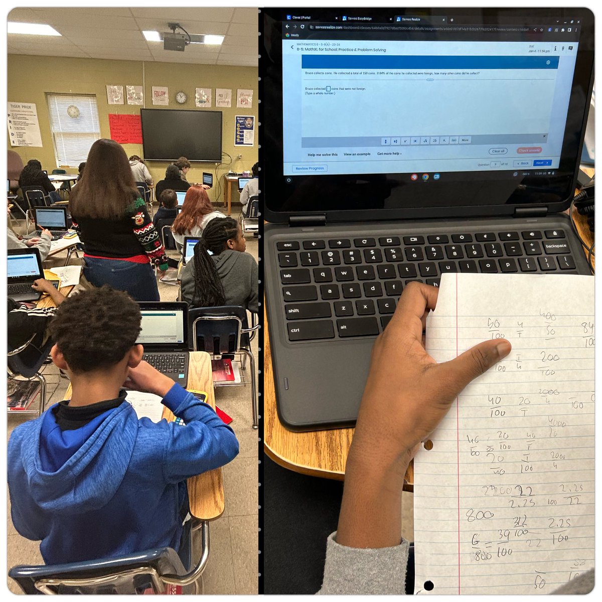 WestBemisJMCSS's tweet photo. These 6th grade Tigers 🐅 have all hands on deck as they review and prepare to start Benchmark Testing on tomorrow. #HumpDayHappenings #MathReview #PreparationIs🔑 @principalric https://t.co/Mo4omsOglP