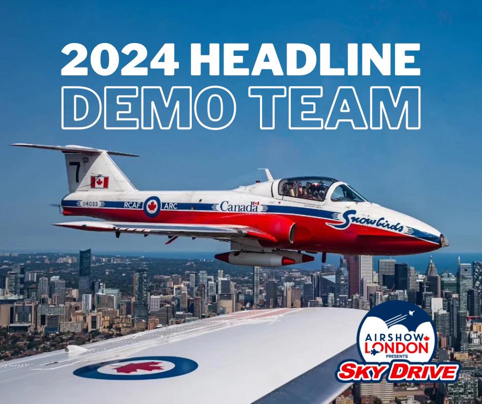 2024 HEADLINING DEMO TEAMS ✈️

🇨🇦 Canadian Forces Snowbirds 🇨🇦

The Canadian Forces Snowbirds will be taking to the skies at Airshow London’s #SKYDRIVE 2024!

We’re excited to welcome our home demo team back!

#AIRSHOWLONDON #MAKEITYOURMISSION
#RCAF100 #SKYDRIVE2024
