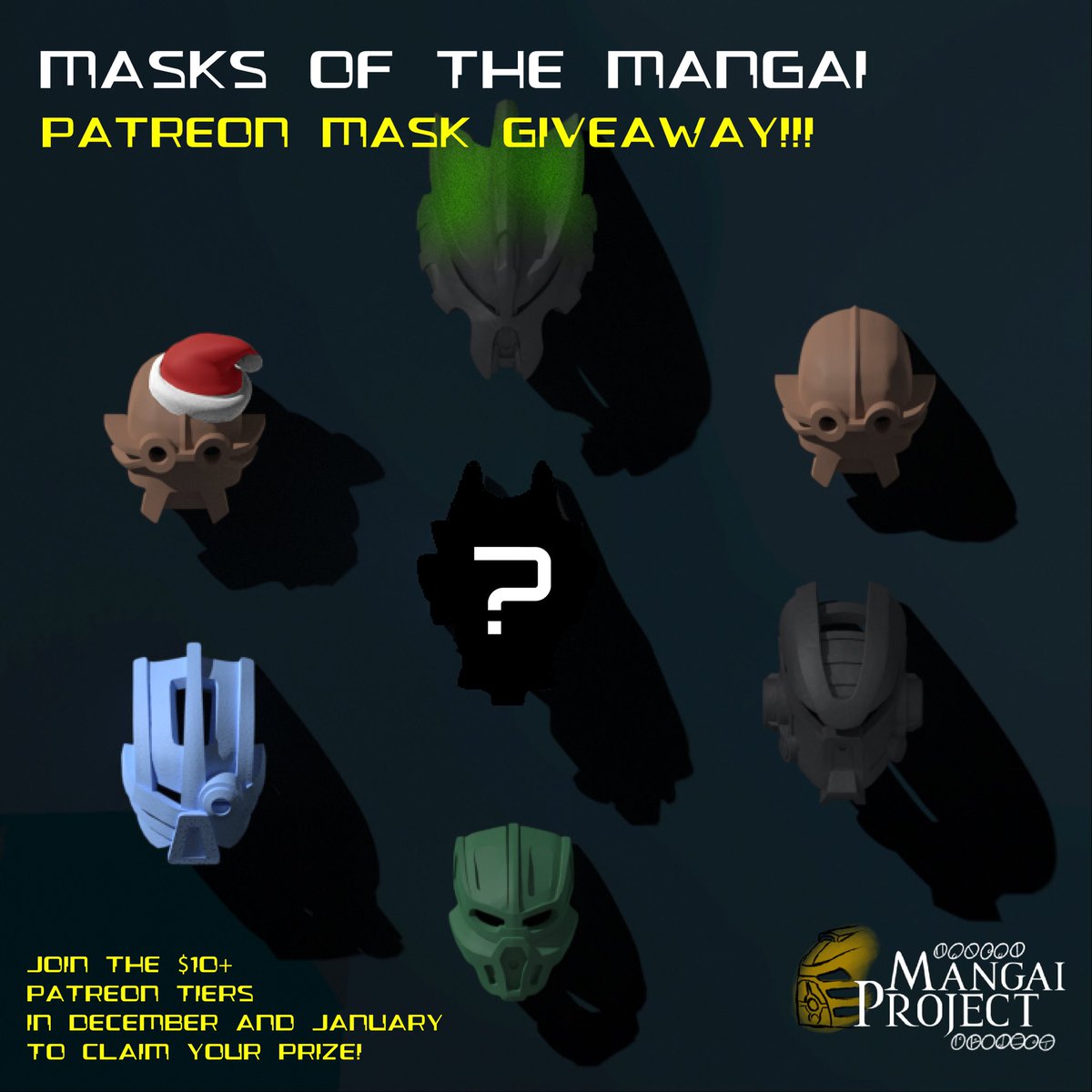 PATREON GIVEAWAY !!

We're excited to announce a MASK GIVEAWAY for all of our qualifying Patrons. 
Join now or upgrade your tier this December &amp; January to be eligible to receive your prize. Your Patreon Tier must be at $10 or higher for both months.

patreon.com/themangaiproje…