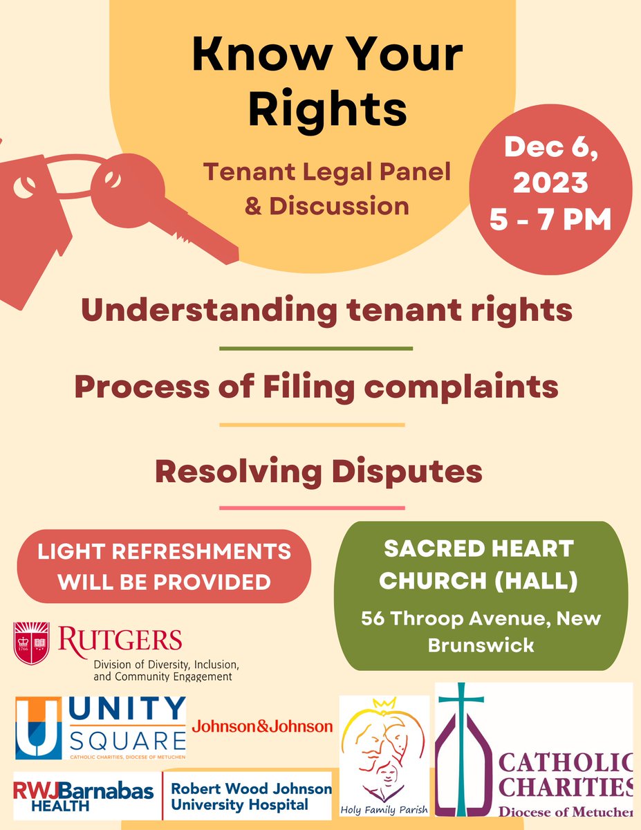 HolyFamily4all's tweet photo. A reminder that all are invited to this event TONIGHT in the Sacred Heart Church Hall with our community partners, including @CCDOM1 

We encourage you to come a bit early to enjoy refreshments prior to the panel of attorneys and other housing advocates!

#WellnessWednesday https://t.co/UBZyhKbT0W