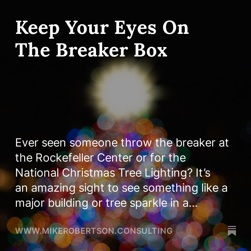 PastorMikeDRob's tweet photo. Ever seen someone throw the breaker at the Rockefeller Center or for the National Christmas Tree Lighting? My mind can be like a breaker box for my life.... (More at:) https://t.co/E7LyVNyG1y https://t.co/sxQlsslZhJ