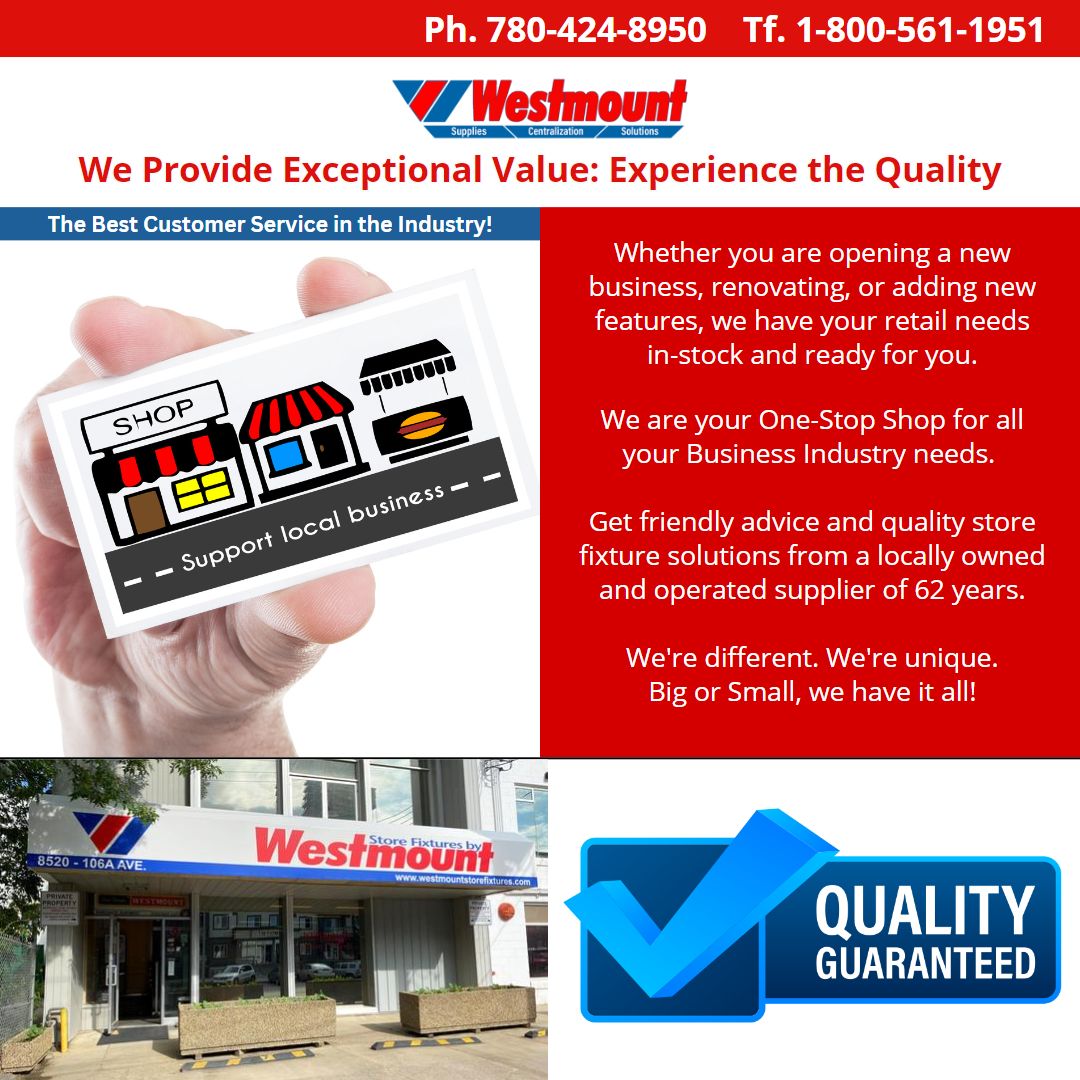 wsfixtures_'s tweet image. Whether you are opening a new business, renovating, or adding new features, we have your retail needs in-stock &amp;amp; ready for you.

Westmount offers:
• Online Store
• CAD Drawing Services
• Professional Installation
• In-Stock Products

#ourservices #storefixture #shelving #YEG