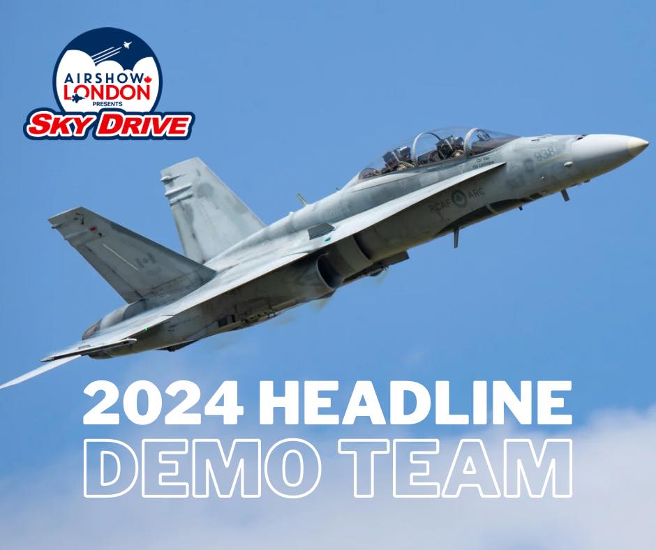 2024 HEADLINING DEMO TEAMS ✈️

 🇨🇦 Canadian Forces CF-18 Demo Team 🇨🇦

The CF-18 Demo Team will be at Airshow London’s #SKYDRIVE 2024!

We’re excited to welcome our home demo team back during the RCAF centennial year! 

#AIRSHOWLONDON #MAKEITYOURMISSION
#SKYDRIVE2024 #RCAF100