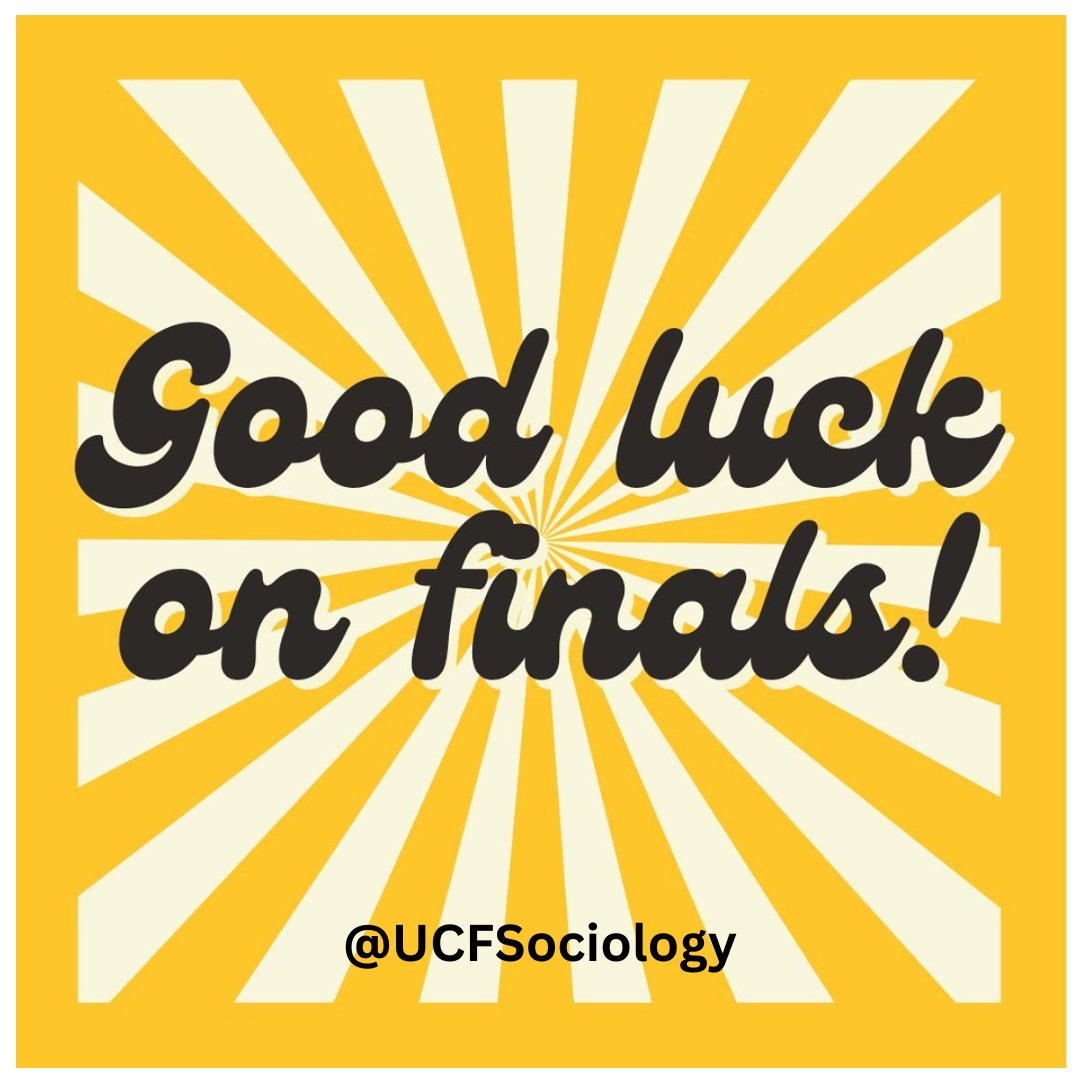 As the semester comes to an end, we wish you all good luck on your finals and hope you have a wonderful Holiday Break!! 💛🖤 #UCFSociology #UCFSciences #FinalsWeek #GoKnights #ChargeOn