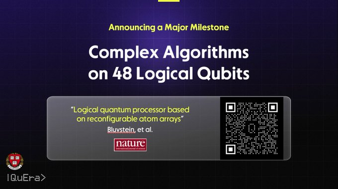 Image for Harvard, QuEra, MIT, and the NIST/University of Maryland Usher in New Era of Quantum Computing by Performing Complex, Error-Corrected Quantum Algorithms on 48 Logical Qubits