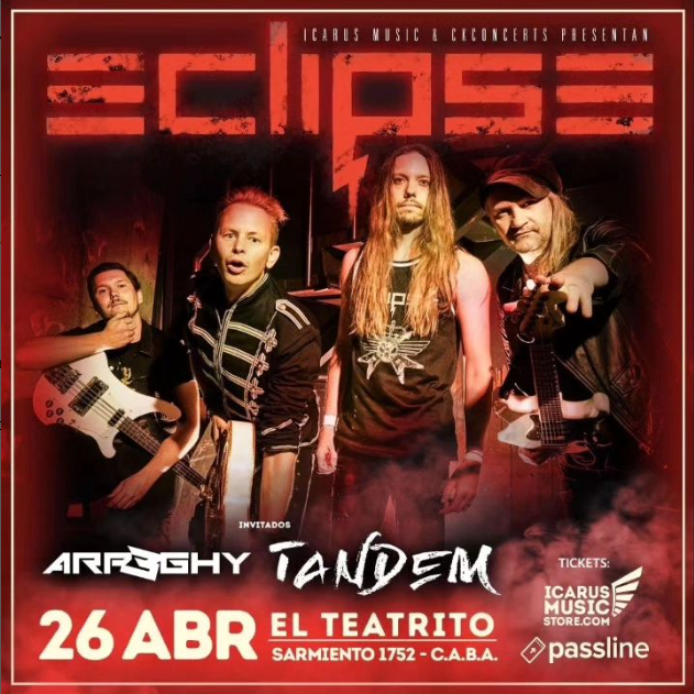 Llega a la Argentina, ECLIPSE, la banda sueca, líder de la nueva ola del Hard Rock, para presentar lo mejor de su discografía en el marco de su Latinamerican Tour 2024.
passline.com/eventos/eclips…