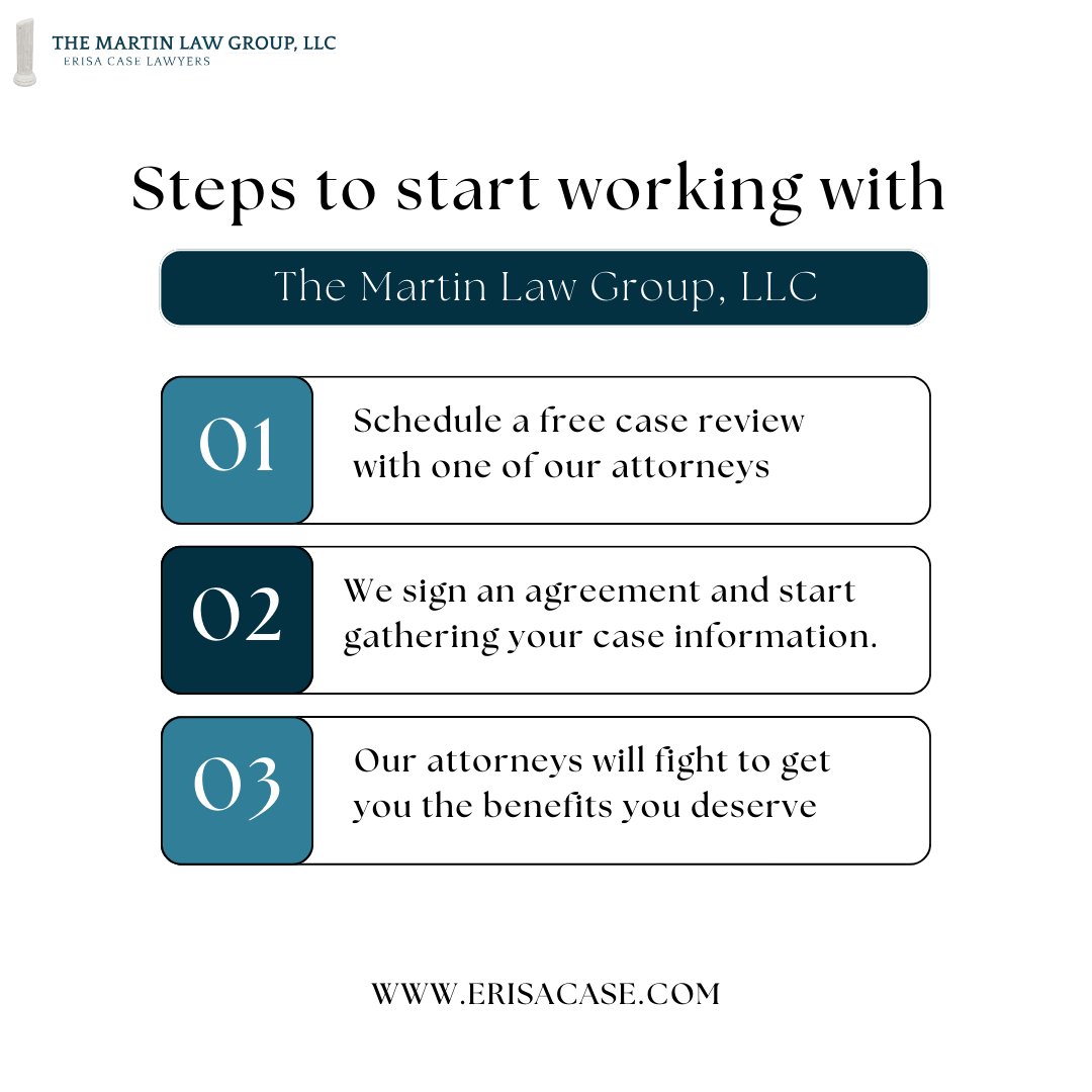 DavidPMartinEsq's tweet image. 3 easy steps to begin fighting for the benefits you deserve! 

Call or visit our website to schedule a free case review with one of our attorneys. ERISA is what we do!

#RebuildingJustice #ERISA #ShortTermDisability #LongtermDisability #TheMartinLawGroup #TMLG  #ErisaAttorney