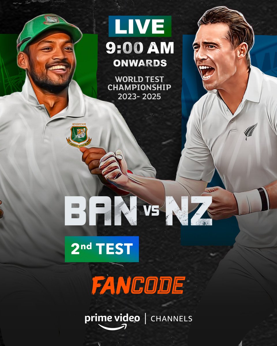 the face-off intensifies! 🏏

Watch BAN vs NZ 2nd Test LIVE tomorrow on #PrimeVideoChannels with a FanCode subscription!