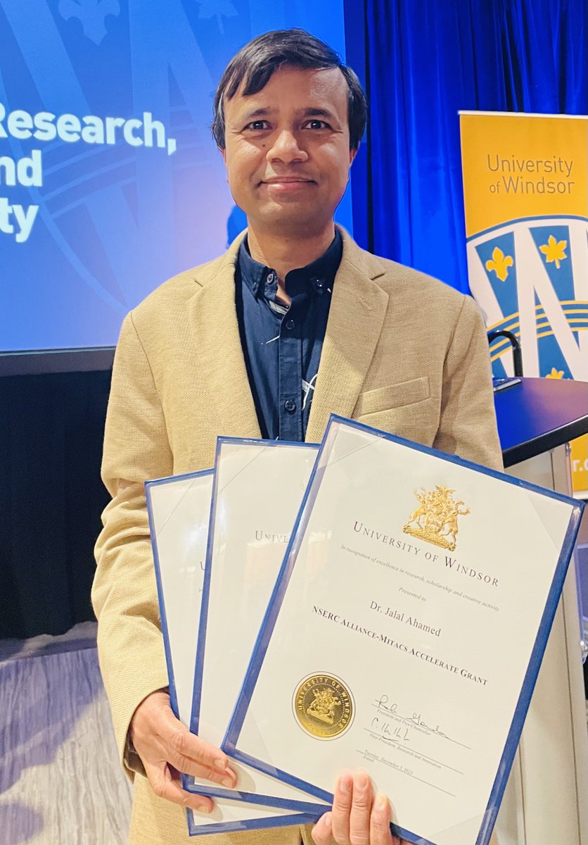 Jalal Ahamed (@jalalahamedm) on Twitter photo Honored to receive 3 significant recognitions for grants & patent <a href="/UWindsor/">University of Windsor</a>. Many thanks to my students, co-PIs, industry partners & colleagues. Huge thanks to <a href="/UWinResearch/">UWindsor Research and Innovation</a> for their outstanding support in grant/patent applications, revisions, etc. Thanks to <a href="/UWindsorENG/">UWindsor Engineering</a> support Honored to receive 3 significant recognitions for grants & patent <a href="/UWindsor/">University of Windsor</a>. Many thanks to my students, co-PIs, industry partners & colleagues. Huge thanks to <a href="/UWinResearch/">UWindsor Research and Innovation</a> for their outstanding support in grant/patent applications, revisions, etc. Thanks to <a href="/UWindsorENG/">UWindsor Engineering</a> support