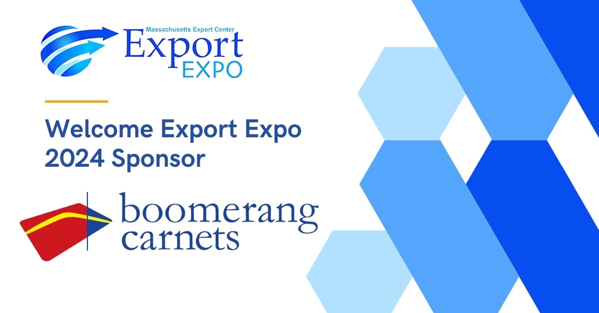 Welcome Boomerang Carnets, our newest #ExportExpo 2024 sponsor!

Learn more about the Export Expo here: mass.gov/export/expo/
Learn more about Boomerang Carnets here: atacarnet.com

#export #temporaryexports #ATACarnet #internationallogistics