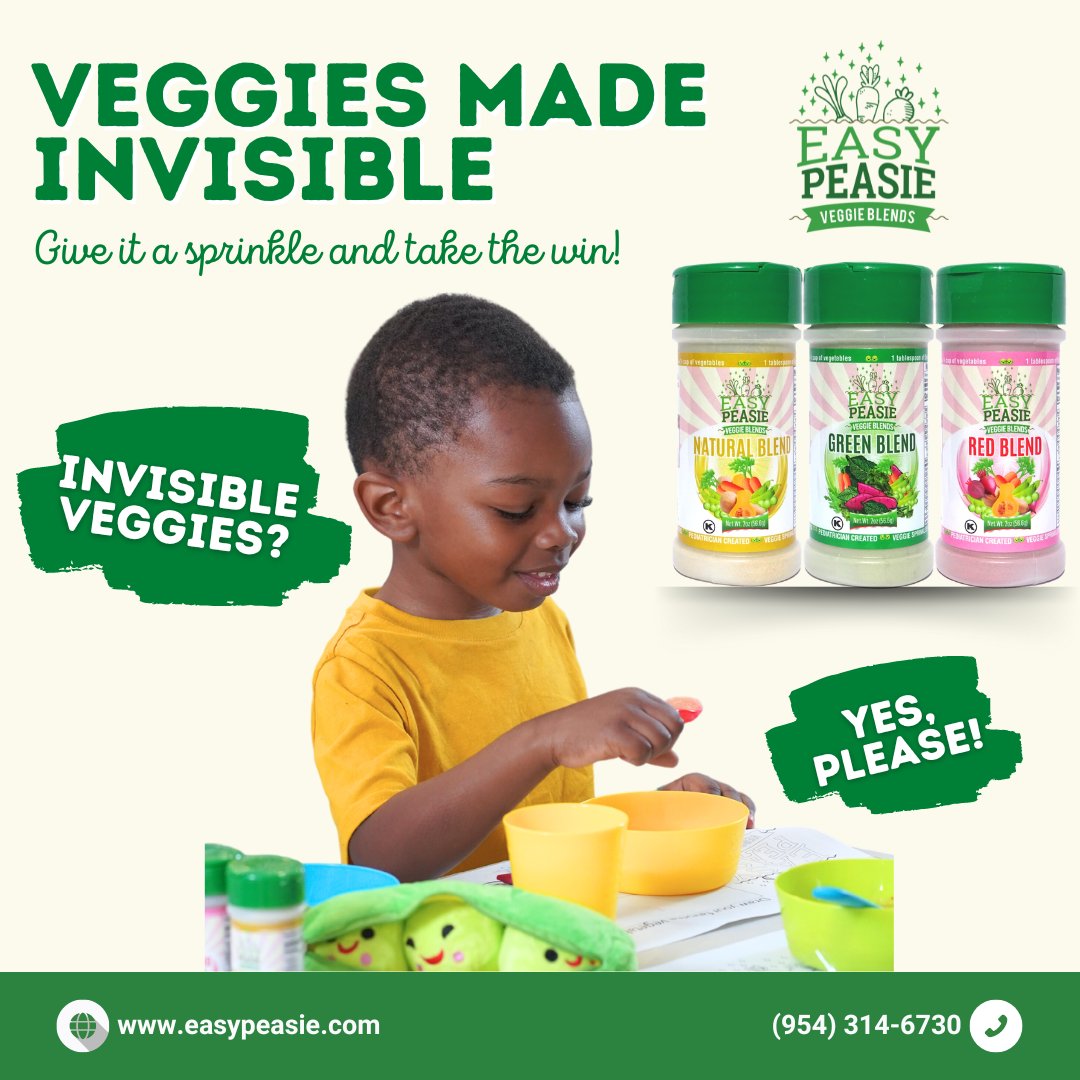 Invisible veggies? Yes, please! EasyPeasie blends seamlessly into any dish, making it the perfect ally for parents of picky eaters. All natural, non-GMO, and kid-approved. Give it a sprinkle and take the win! #veggiepowder #healthykids #easypeasie #VeggieWin #NaturalGoodness