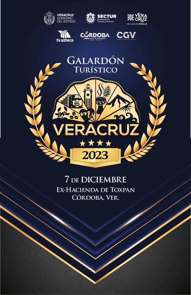 Estamos a pocos días de la 4ta edición del Galardón Turístico “Mi Veracruz”🎖️, un evento que reconoce a lo mejor y más importante del sector turístico impulsando a Veracruz, e incentivando la competitividad y excelencia de la prestación de servicios turísticos.