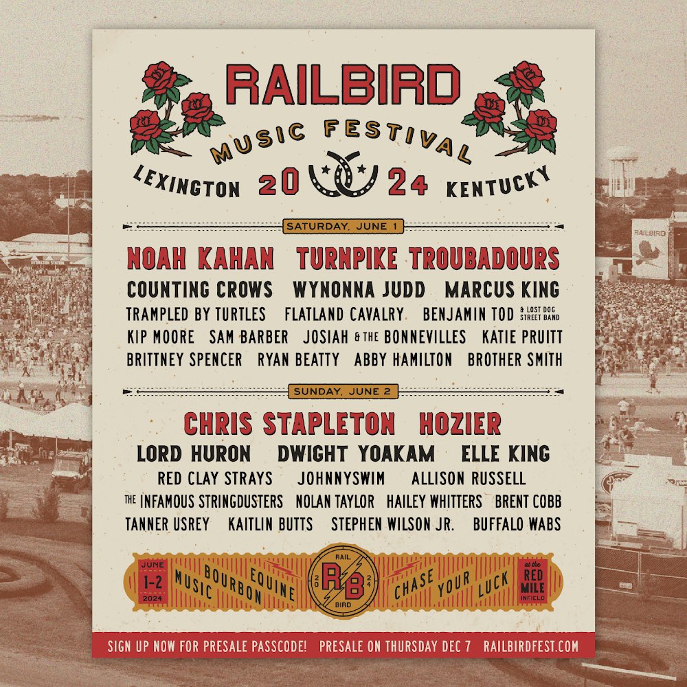 Lord Huron join Chris Stapleton, Noah Kahan, Hozier and more at the 2024 @RailbirdFest in Lexington, KY. Sign up now for the presale starting this Thursday at 12pm EST. railbirdfest.com