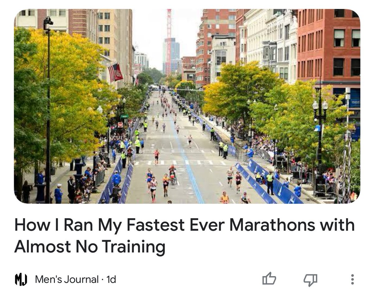 FreshBrewRC's tweet photo. I’m tired of the “I ran a marathon with no training” content niche. It’s unrealistic, and possibly dangerous to your health. https://t.co/BwZcQqR7ci