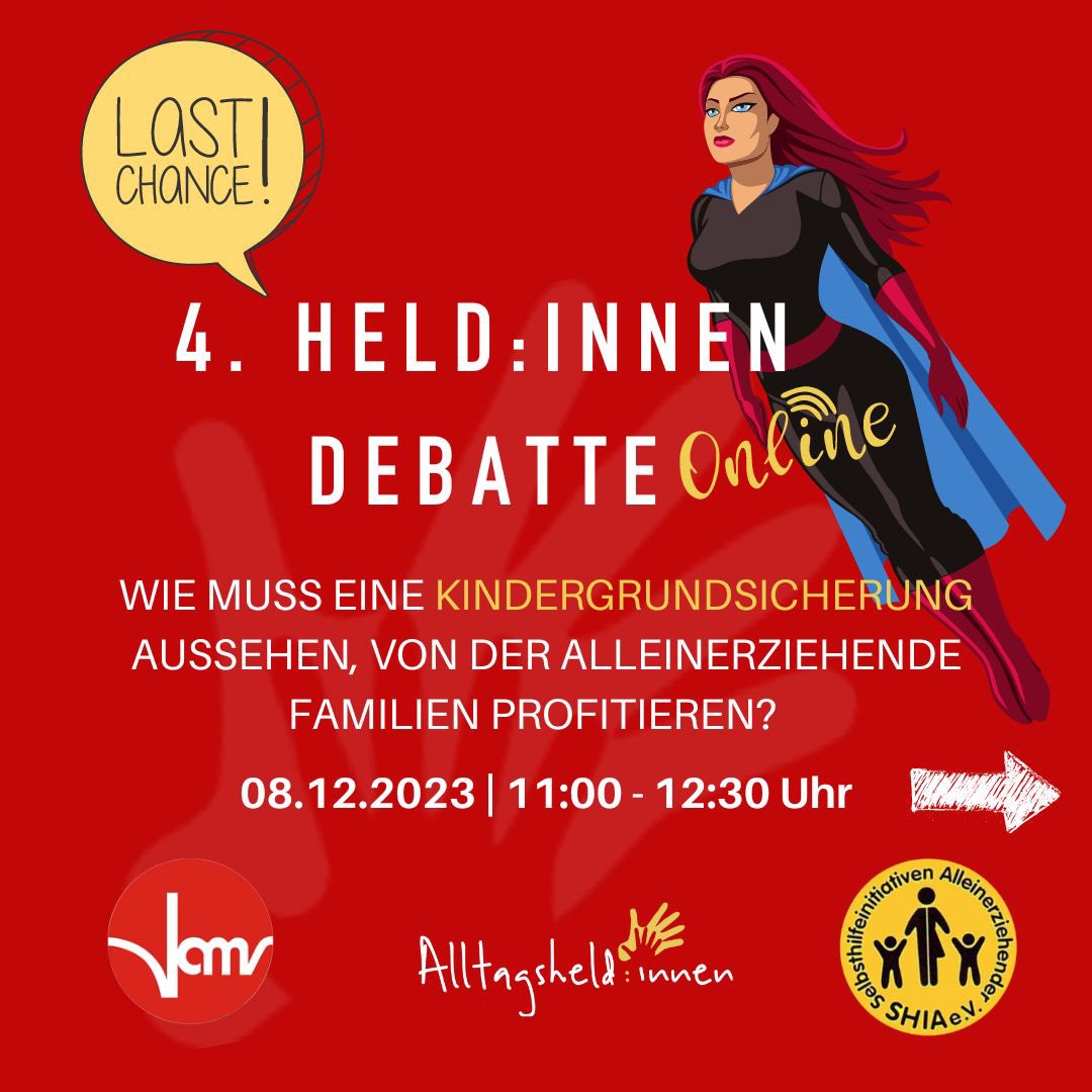Stiftung4AE's tweet photo. Letzte Chance: Melde Dich jetzt noch schnell zur 4. Held:innen-Debatte #Kindergrundsicherung am Freitag, den 08.12.2023 an!
Wir freuen uns auf die Diskussion mit Euch!

Hier geht‘s zu mehr Informationen und der Anmeldung:
https://t.co/xiWYRxmT6o https://t.co/wFLw1dPkHl