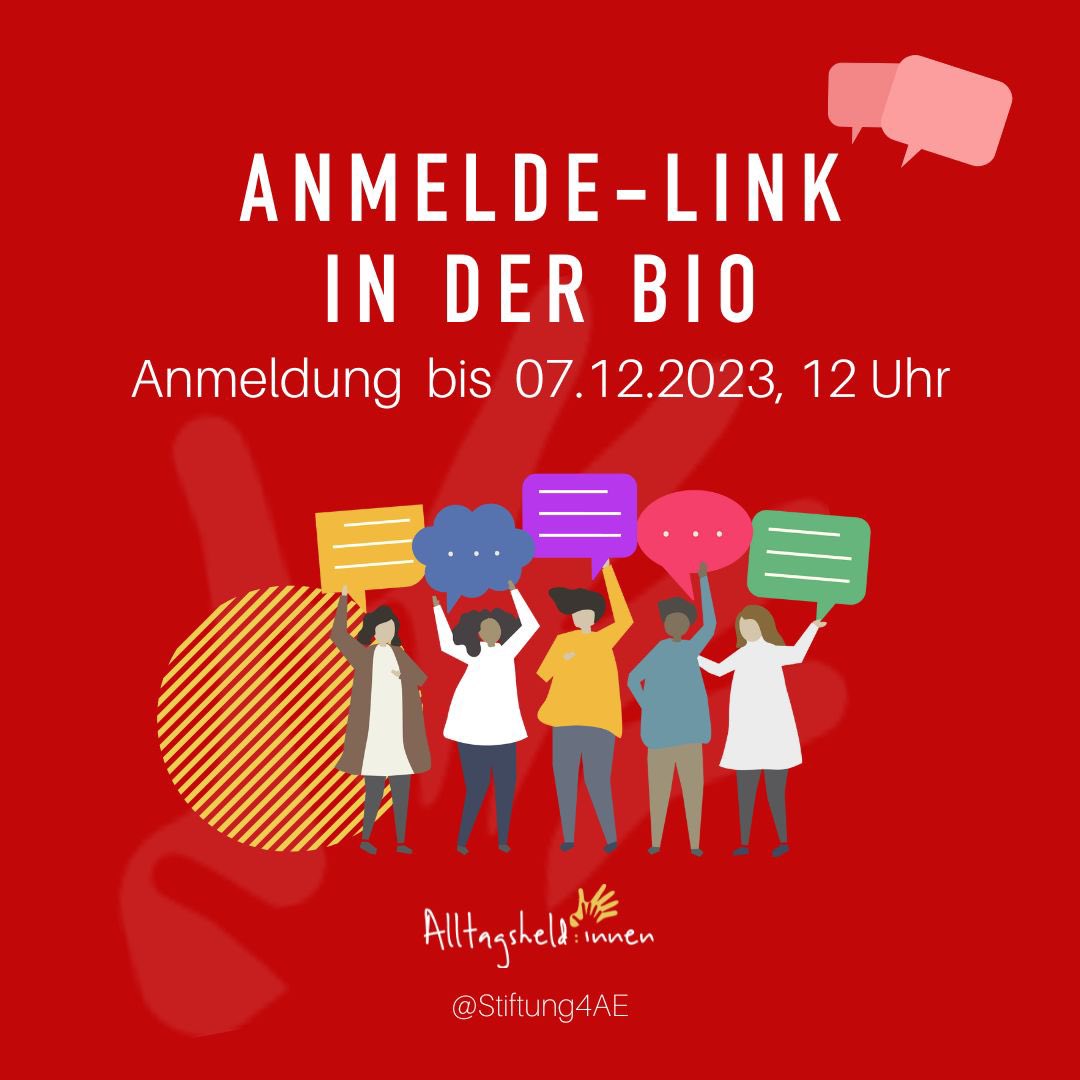 Stiftung4AE's tweet photo. Letzte Chance: Melde Dich jetzt noch schnell zur 4. Held:innen-Debatte #Kindergrundsicherung am Freitag, den 08.12.2023 an!
Wir freuen uns auf die Diskussion mit Euch!

Hier geht‘s zu mehr Informationen und der Anmeldung:
https://t.co/xiWYRxmT6o https://t.co/wFLw1dPkHl