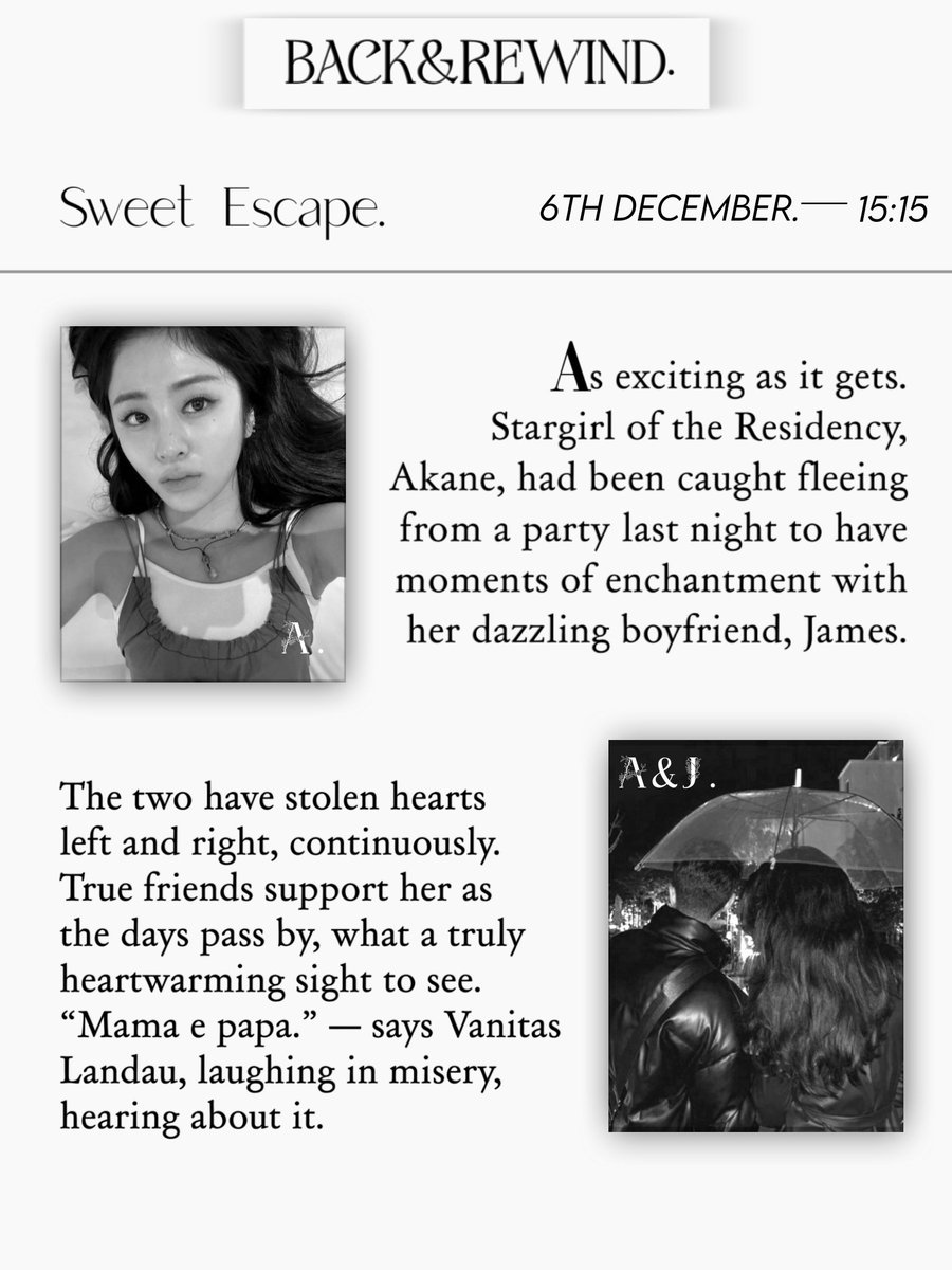 An unexpected but not surprising encounter. Lover girl has been caught in action. The gravity of the power of the Star Couple rises as the time goes. Keep up with the blossoms, James and Akane.
— PART 1:  Dec VI.