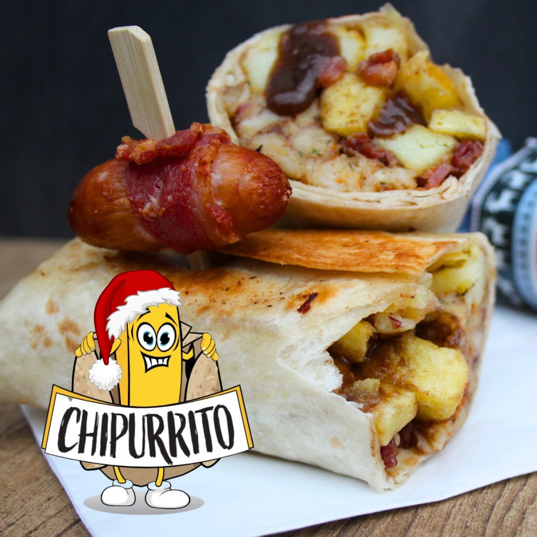 Our Chipurrito has had a festive makeover!
Our thick cut chips topped with smoky bacon, homemade stuffing and gravy all in a tortilla wrap &amp; topped with a pig-in-blanket!

#reinventingfishandchips #lisburn #lovelisburn #nifoodfinds #Christmas #christmasmenu