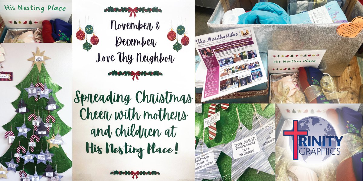 TrinityPrinting's tweet image. We’re so excited about our #LoveThyNeighbor project this month—donating items as #Christmas gifts for the women &amp;amp; children of @hisnestingplaceministry
Join us in helping to support this amazing ministry!
Find out more: hisnestingplace.org

#TrinityGraphics
#Giving
#Printing