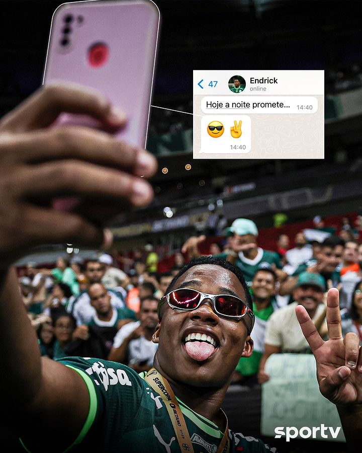 sportv's tweet photo. Só pode tirar foto quem tá JOGANDO MUITO. 😎✌️📸
Nesta quarta-feira (6), o Palmeiras visita o Cruzeiro só precisando de um empate para conquistar o título! Assine o combo #GloboplayMaisCanais e não fique de fora.
#BrasileiraoNoSportv #Palmeiras #Cruzeiro #Endrick #BR23 https://t.co/ofR7OJDHwp