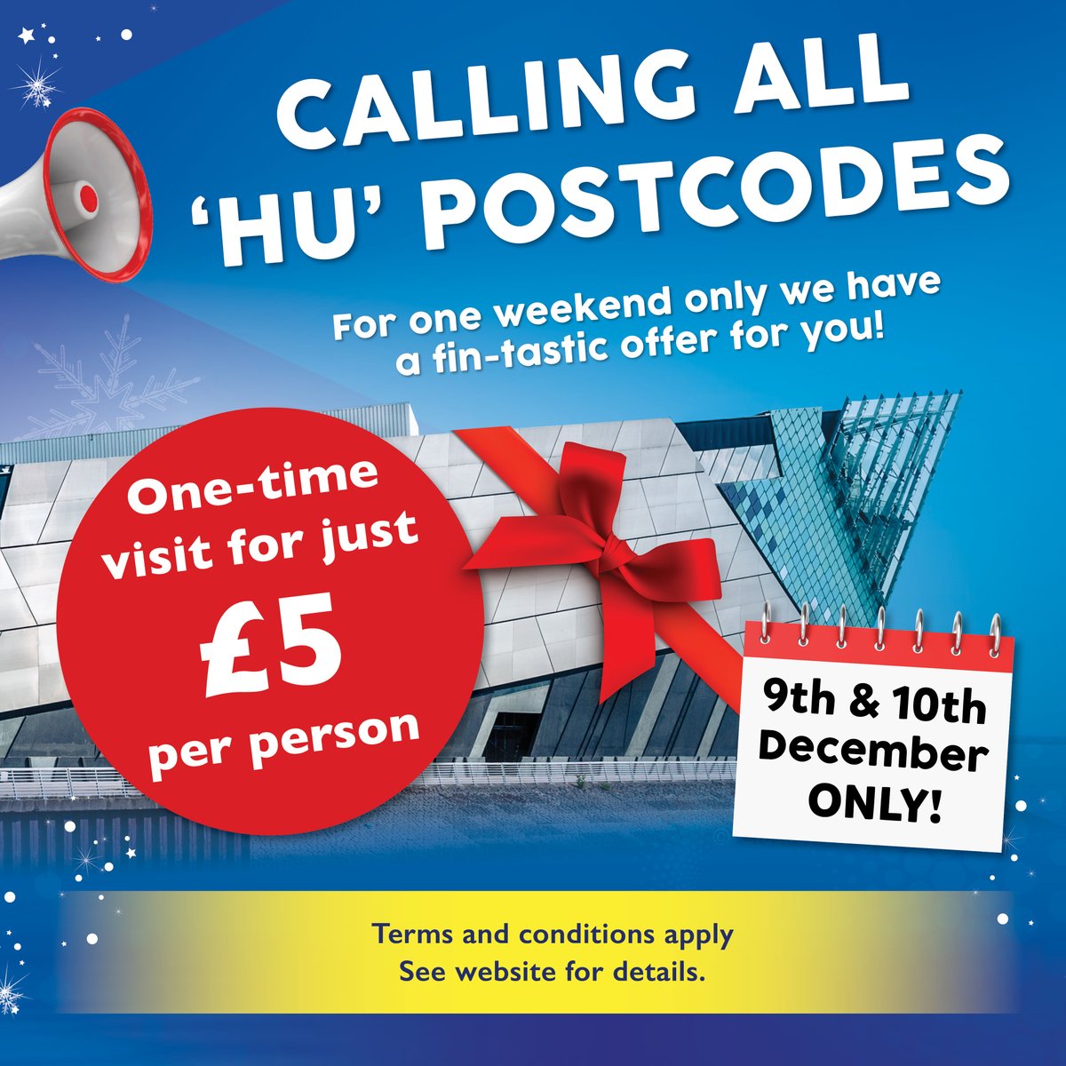 This weekend only, we’re offering all visitors with a HU postcode one-time entry at just £5 per person!* 👌🎁

Full T&amp;Cs: thedeep.co.uk/hull-postcode-…

@visithull <a href="/hulllive/">Hull Live</a> @bbclooknorth @radiohumberside @looknorthbbc @dayoutyorkshire @vhey_uk @holdernessnews @hullwhatson