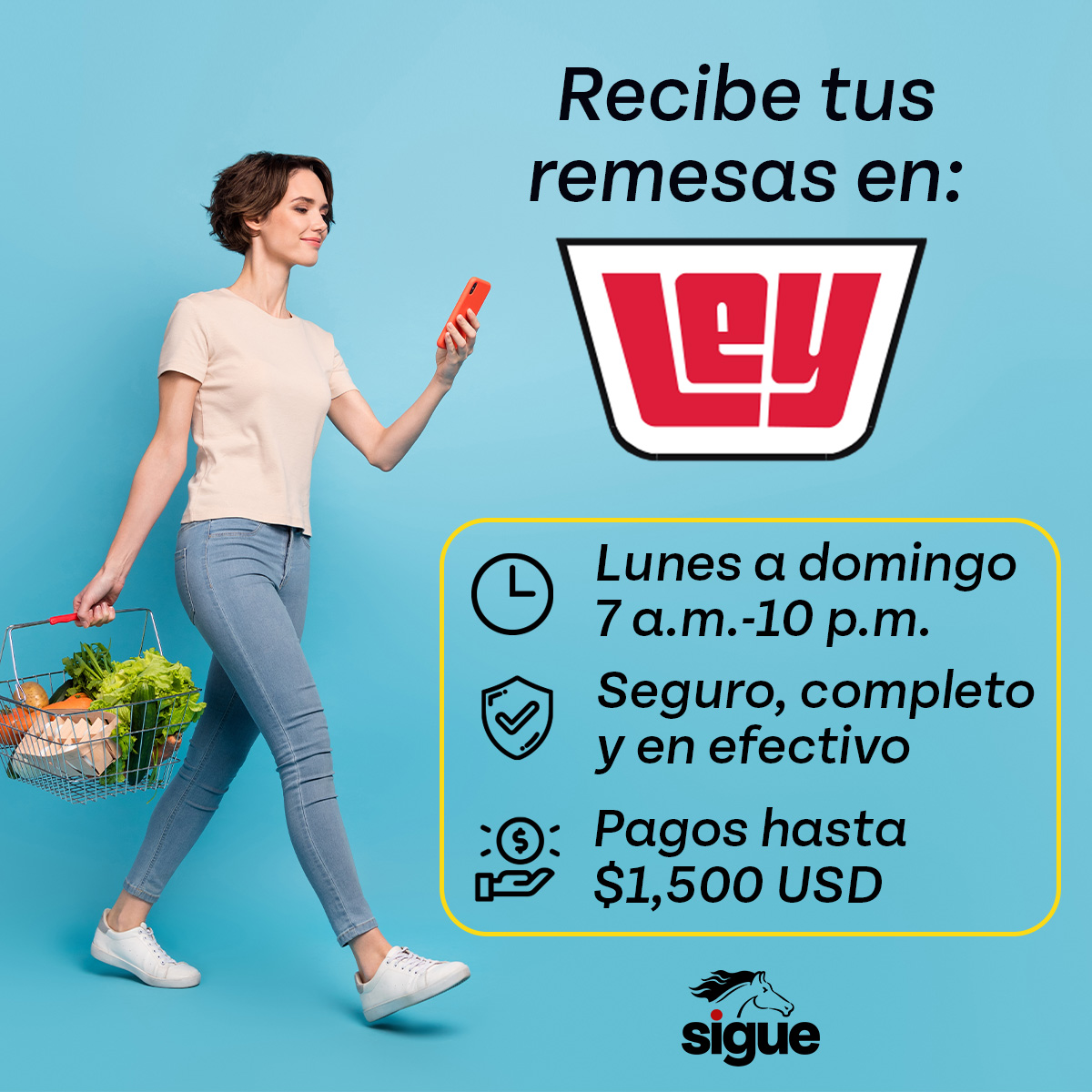 ¡Enviar dinero a México ahora es más conveniente! Envía tu remesa con Sigue y tu familia lo recibe en Casa Ley en efectivo y de forma segura! 👍🇲🇽💸

#remesasmexico #mexico  #tiendasLey #casaley #envíodedinero