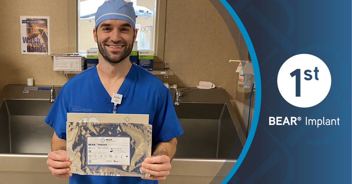 MiachOrtho's tweet photo. The BEAR Implant is available in Minnesota! Congratulations to Dr. Tyler Williamson of @TwinCitiesOrtho for completing the first BEAR Implant case in the state outside of clinical trials at North Memorial Ambulatory Surgery Center in Maple Grove, Minnesota! #ACLtear #BEARacl https://t.co/XIy7IPBMzx