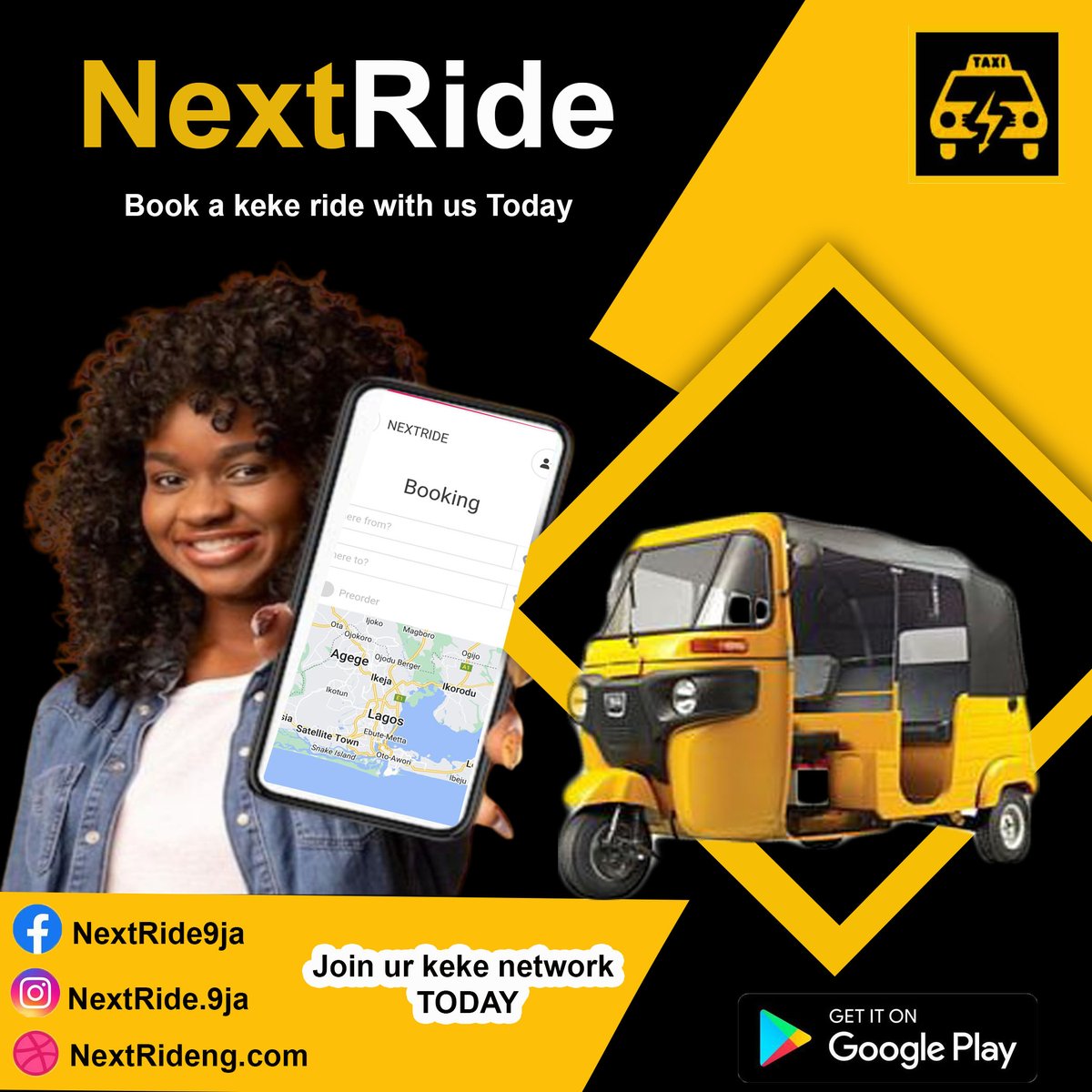 Book a ride with us today?
download NextRide on google playstore today