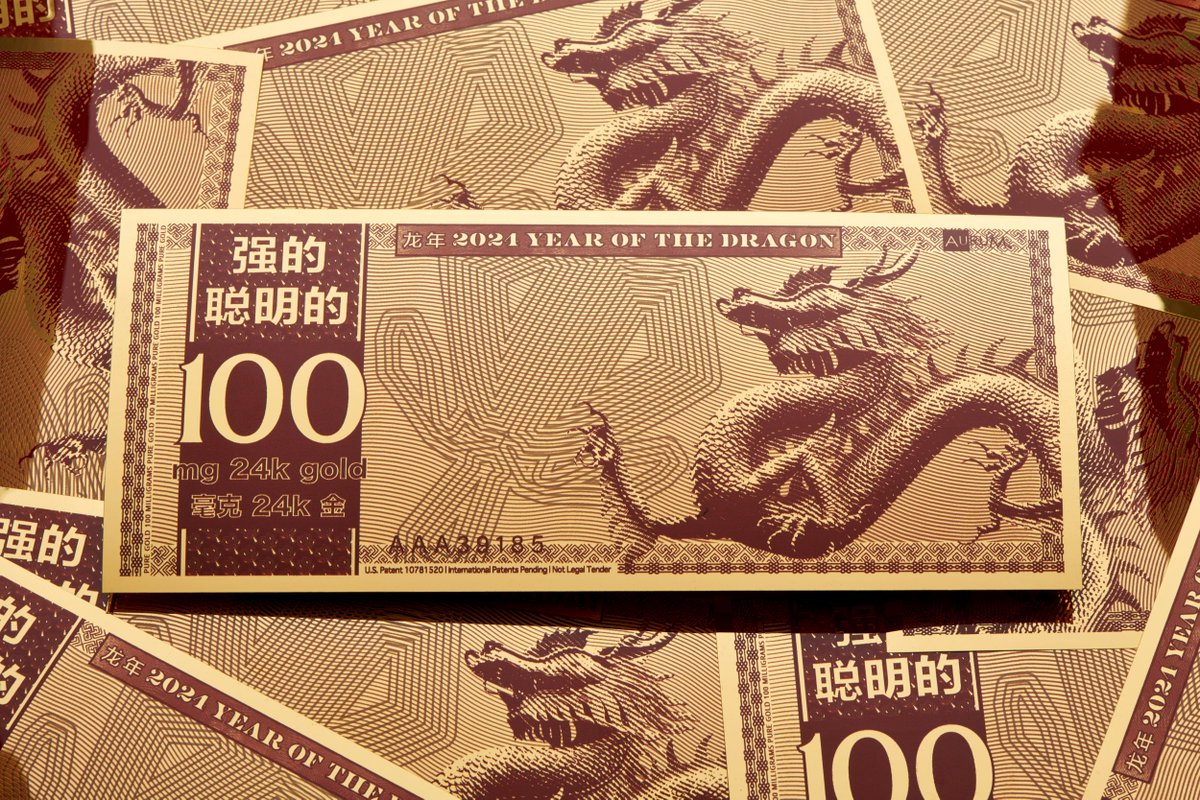 New Release: Year of the Dragon Aurum® 
This meticulously designed Dragon bill inspires power, fortune, and positivity for the new year.
Add this to your collection:
bit.ly/46LfBsL

#gold #aurum #aurumgoldbill #goldbill #investment  #yearofthedragon #dragon