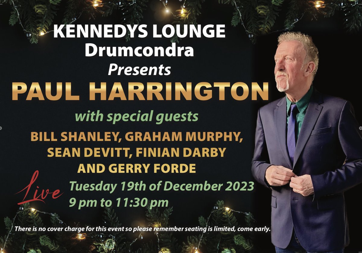 After our last TLTT of ‘23 in @TheVenueTheatre on 16th ..join us for my annual Christmas gig (Tue 19) with my friends, (also terrific musicians) .,come early as there is no cover, and seating is limited @grahammurphy72 @BShanleyGuitar @FinianDarby @josephharringto