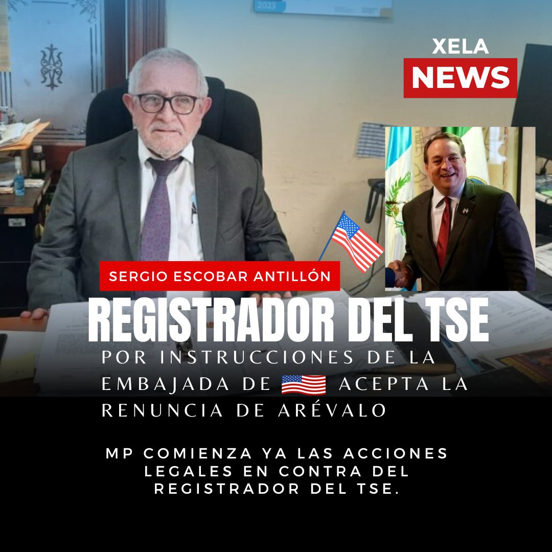 XelaNewsGt's tweet image. SERGIO  ESCOBAR ANTILLON, registrador del @TSEGuatemala  amigo de #MARIOESTRADA, quien mantuvo vivo hasta el último momento al ya extinto  partido #UCN, hoy acepta la RENUNCIA de @BArevalodeLeon  como Secretario General de @msemillagt,  por instrucciones de la #Embajada🇺🇸...