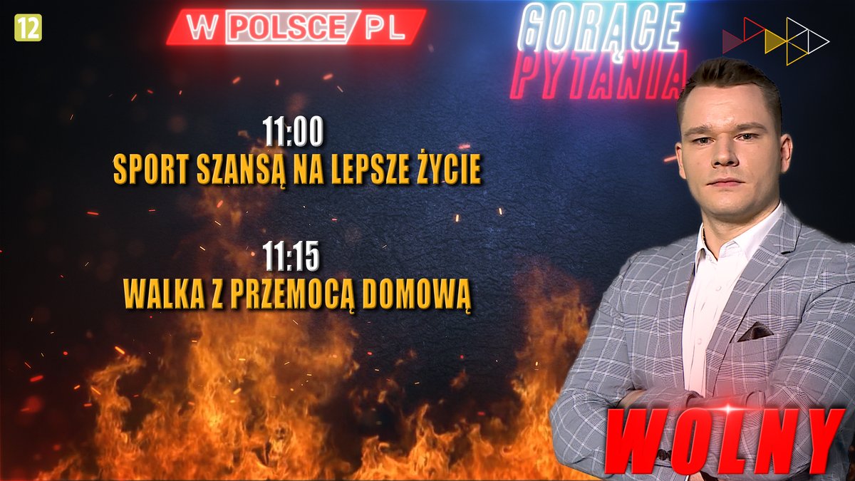 #ZapowiedziWPolscepl
#GorącePytania

Gośćmi <a href="/MaciejFreeWolny/">Maciej Wolny</a> będą:

11:00 <a href="/siodym27/">Artur Siódmiak</a>, były piłkarz ręczny, wiceprezes stowarzyszenia Akademia Sportu
11:15 Sylwia Polańska, koordynator OPPP w Częstochowie, stowarzyszenie ETOH
