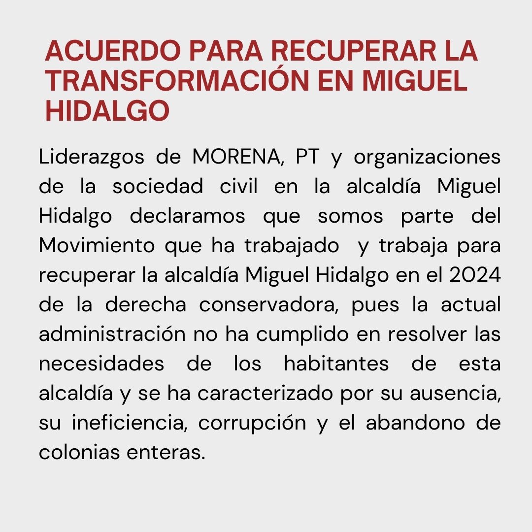 mausoto's tweet photo. VAMOS A RECUPERAR LA ALCALDÍA DE MIGUEL HIDALGO EN 2024 les comparto el acuerdo q firmamos ayer!! @PartidoMorenaMx @mario_delgado @CitlaHM @ClaraBrugadaM @vromog https://t.co/FGwypliZ0Y