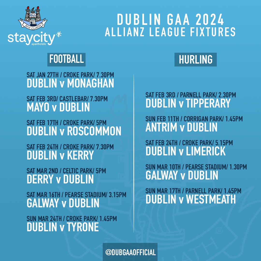 GAA Fixtures and Results - League Gaelic Football & Hurling 2024