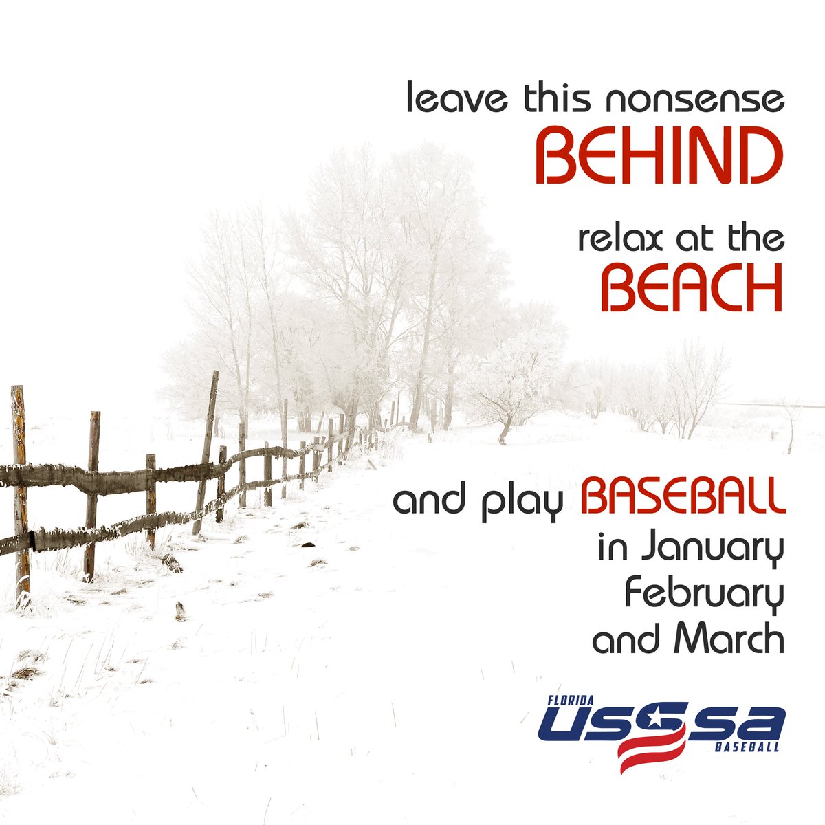 USSSASports's tweet photo. IT'S NOT COLD HERE. Get away, play baseball, maybe two weekends in a row, with practice and relaxing during the week. We have fields and slots, and can help with hotel discounts. WATCH THIS VIDEO: https://t.co/7M9LnwJOBM. Call Mac 727.612.6019 or macrae.grant@usssa.com. #baseball https://t.co/cI6meEWs2I