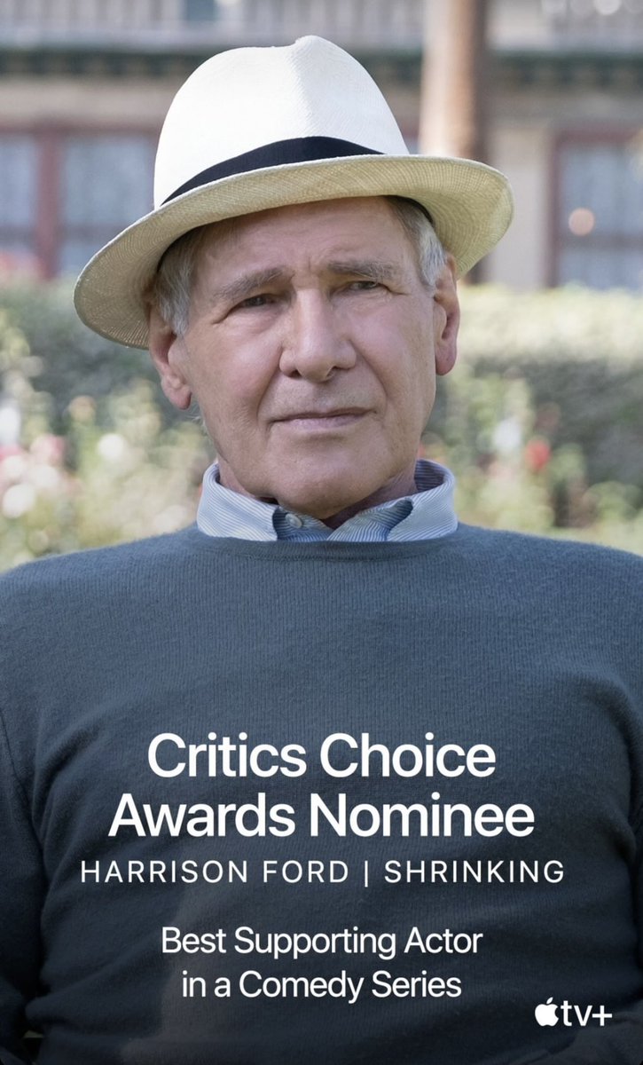 FindingFord's tweet photo. Quite rightly #harrisonford has been recognised for his performance in @AppleTV #shrinking with a nomination @CriticsChoice Award! Richly deserved!
#findingford #actor #awardseason #comedy #bestsupportingactor https://t.co/3ZvzbzZxdq