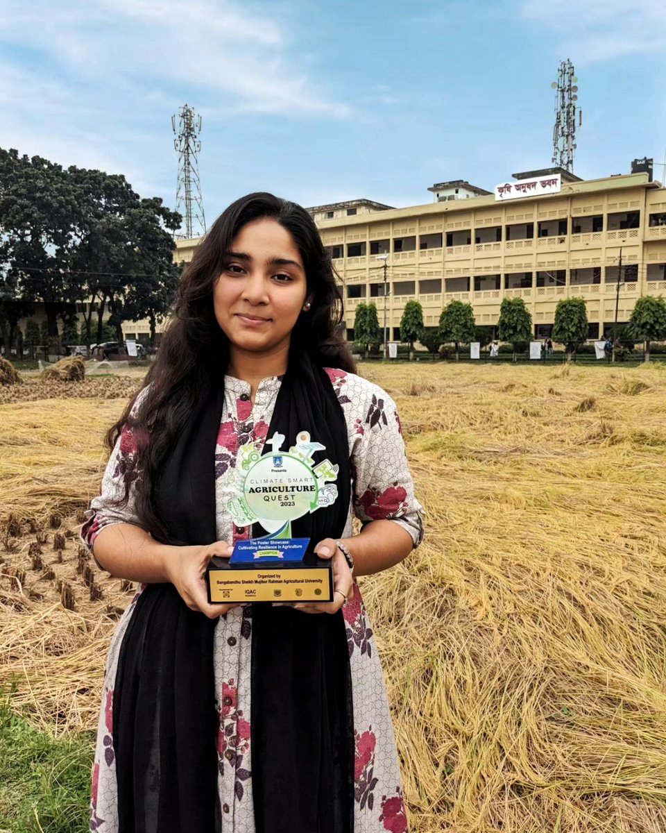 raisa_462's tweet photo. Alhamdulillah ✨
Champion🌸
Inter Agricultural University Competition, Climate-Smart Agriculture Quest 2023
Segment - The Poster Showcase: Climate Resilience in Agriculture.
300 students participated in this competition from different Agricultural Universities of Bangladesh. https://t.co/DZWdnCGMnM