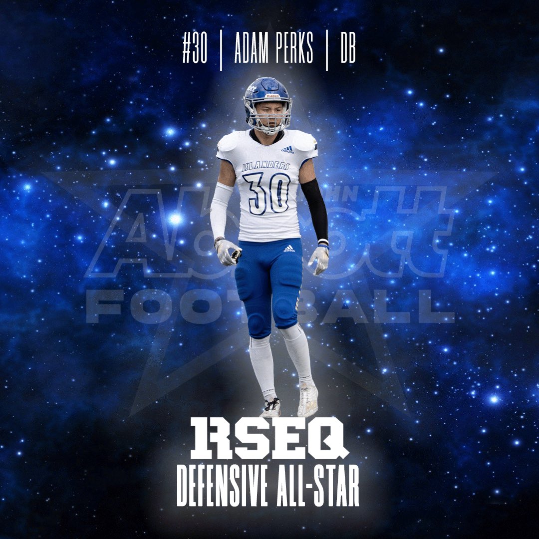 Congrats to our 4 Islanders named 2023 @RSEQ all-stars.

Davray Venu (St-Thomas HS) – most outstanding lineman &amp; OL all-star
Noah Smallwood (ES Chêne Bleu) – receiver
Adam Perks (Lakeshore Cougars) – defensive back
Rafaël Clément (ES Cité-des-Jeunes) – Linebacker