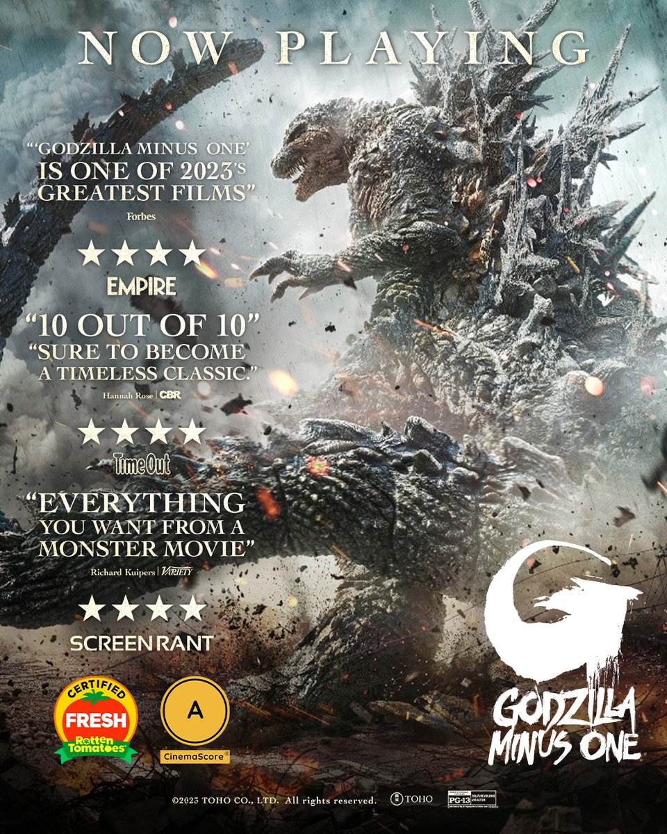 #GodzillaMinusOne isn’t going anywhere! In fact, the film will be playing on EVEN MORE North American screens this coming weekend—increasing to over 2,500 locations in the US & Canada starting December 8. As long as people are attending, showtimes will continue. So get your…