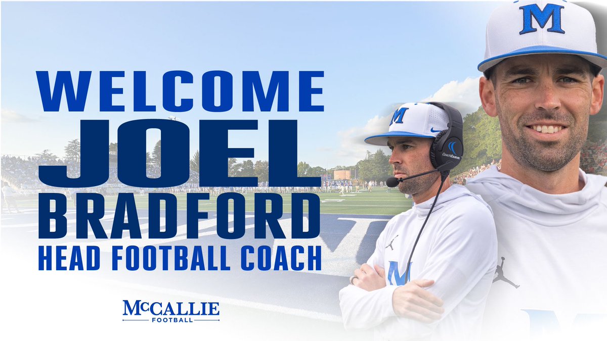 McCallie Football (@mccalliefb) on Twitter photo We would like to officially welcome <a href="/JoelBradford_4/">Joel Bradford</a> in his new role as McCallie’s Head Football Coach—an end to an era ushers in bright new beginnings. #wearemccallie #gbb We would like to officially welcome <a href="/JoelBradford_4/">Joel Bradford</a> in his new role as McCallie’s Head Football Coach—an end to an era ushers in bright new beginnings. #wearemccallie #gbb