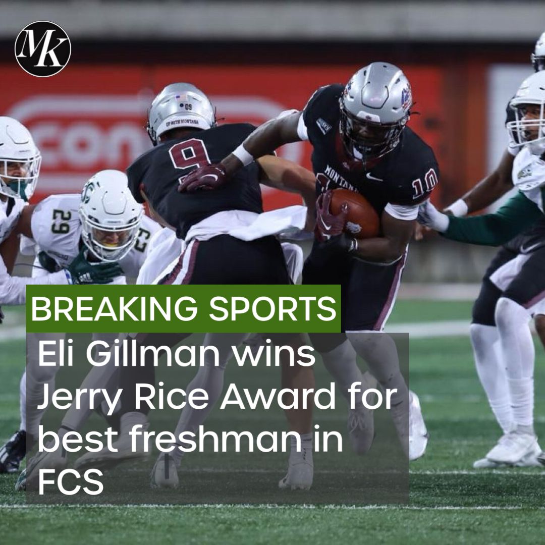 Montana freshman running back Eli Gillman wins the Jerry Rice Award for most outstanding freshman in the Football Championship Subdivision. Read about it at the Kaimin! 

Story by Max Dupras 
Photo by Walker McDonald

#MontanaFootball #GrizFootball
@mxdupras